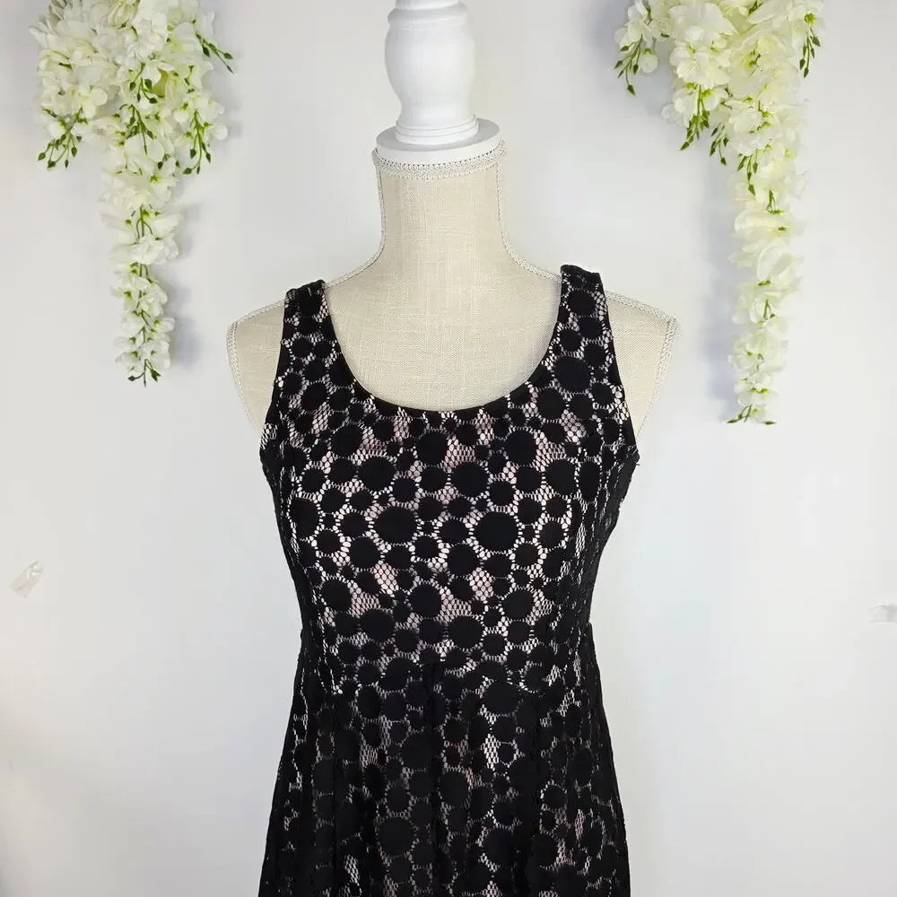 Disney Minnie Rocks the Dots Dress Medium Black Lace Polka Dot Whimisgoth